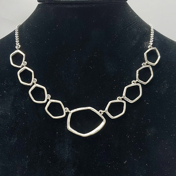 The Sak Womens Cz Open Pendant Collar Necklace Silver Metal 16 Inches - Picture 1 of 4